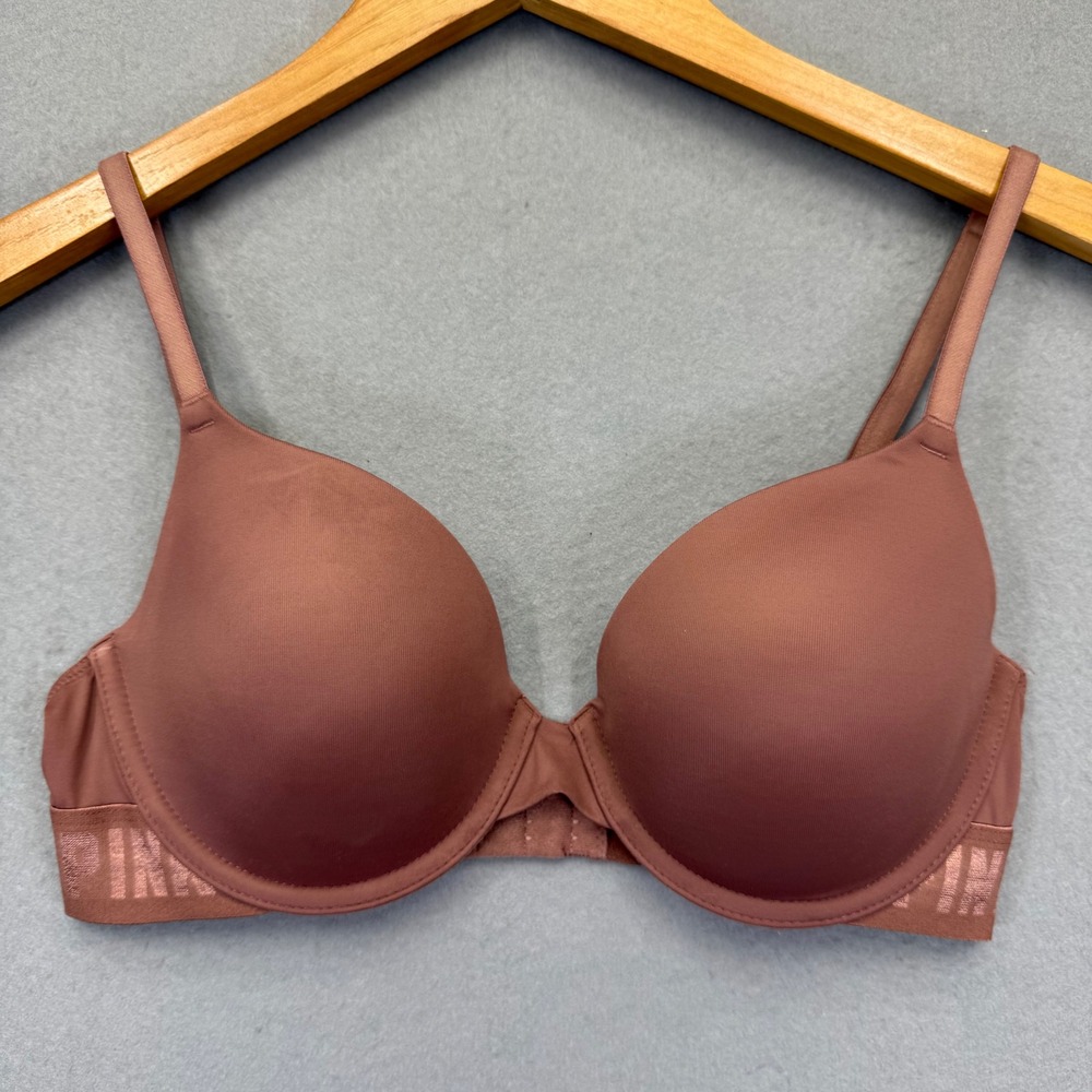 PINK Victoria's Secret Wear Everywhere T-Shirt Bra Mauve Brown 34C 397872-619